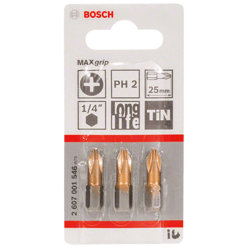 Набор бит Bosch PH2х25мм TIN 3шт (546) — Фото 2