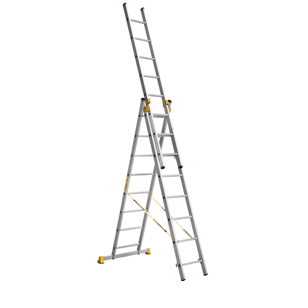 Лестница алюминиевая Алюмет трехсекционная 3x8 ступеней (9308) — Фото 2
